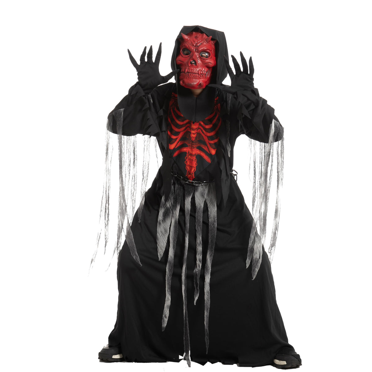 Disfraz de Parca Calavera Roja para Niño, foto 2 de 7