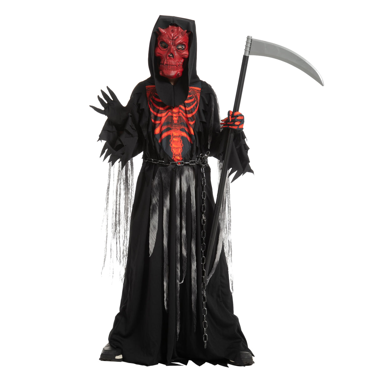 Disfraz de Parca Calavera Roja para Niño, foto 5 de 7