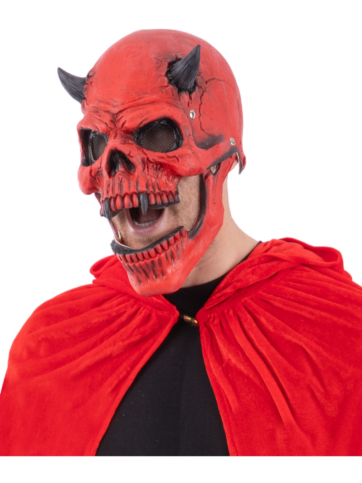 Máscara de Látex Calavera Diablo Rojo con Boca Móvil, foto 2 de 2