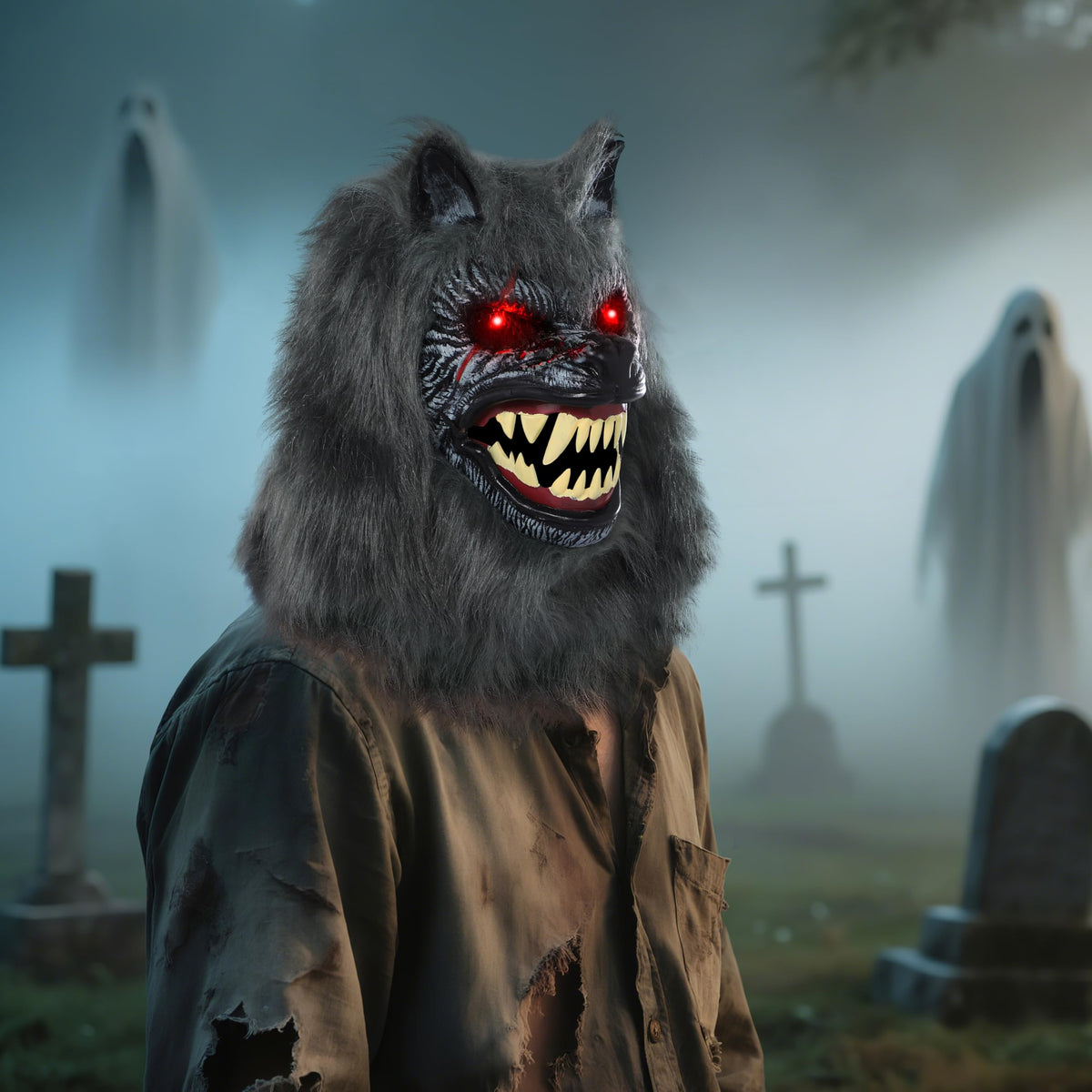 Máscara LED de Hombre Lobo con Mandíbula Móvil, foto 9 de 9