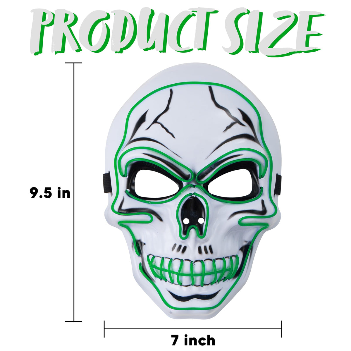 Máscara LED de Calavera con Guantes Luminosos Verde, foto 4 de 9
