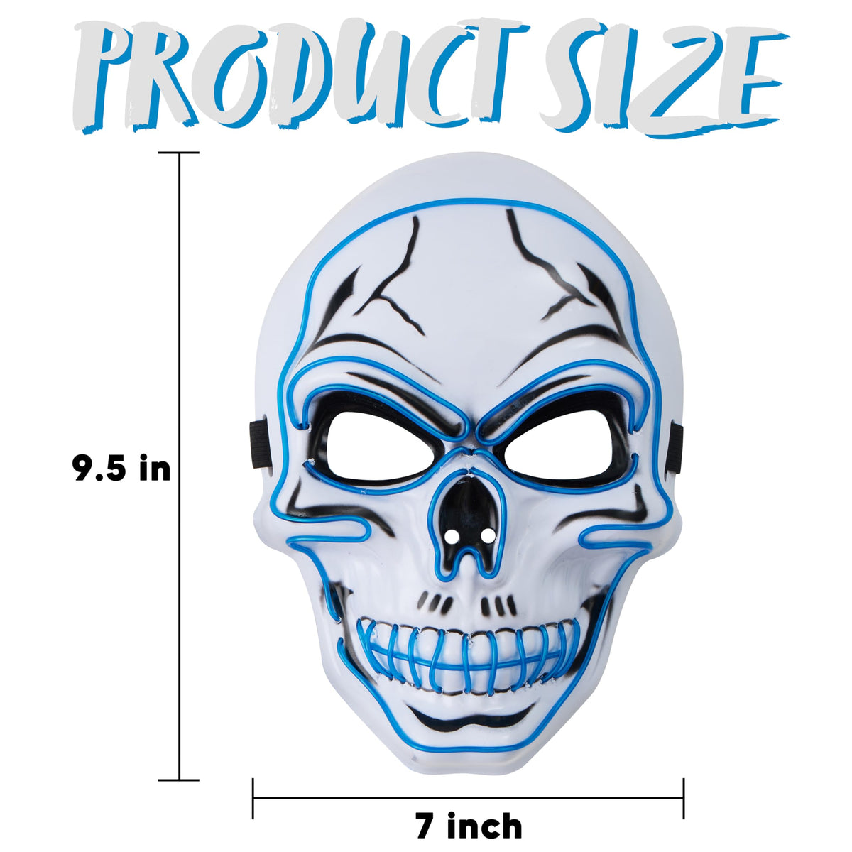 Máscara LED de Calavera con Guantes Luminosos Azul, foto 4 de 9