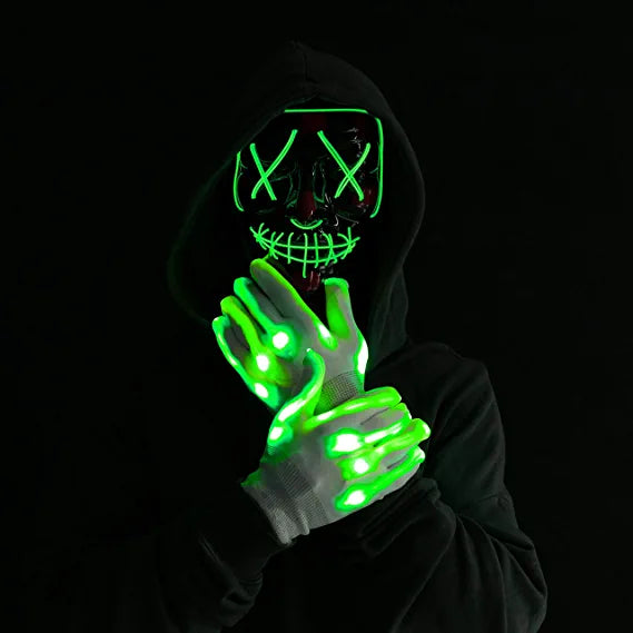 Máscara LED Terrorífica con Guantes Verde, foto 1 de 7