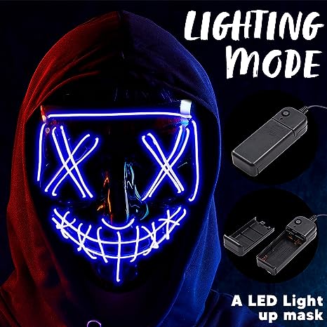 Máscara LED Cosplay Terrorífica con Guantes, foto 4 de 6