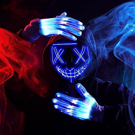 Máscara LED Cosplay Terrorífica con Guantes, foto 5 de 6