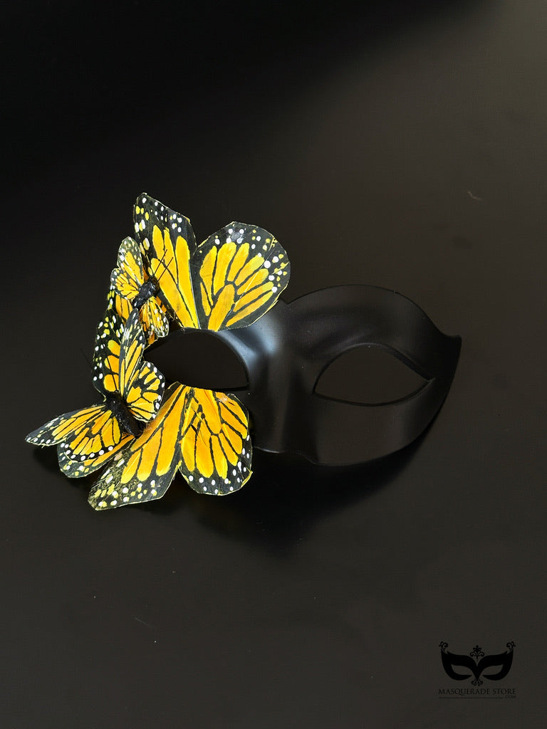Máscara de Mariposa Monarca Negra y Amarilla, foto 3 de 9