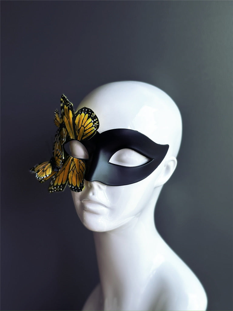 Máscara de Mariposa Monarca Negra y Amarilla, foto 6 de 9