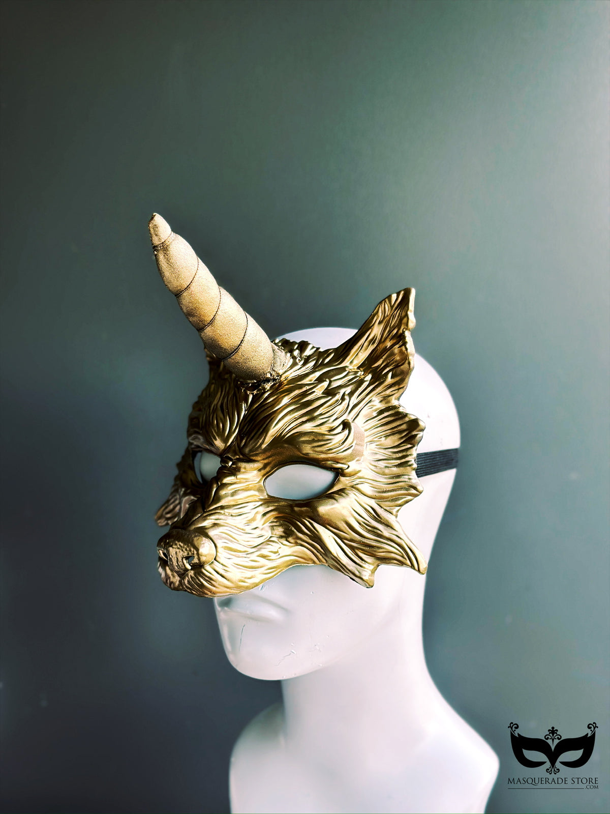 Máscara Lobo Unicornio Dorada, foto 4 de 4