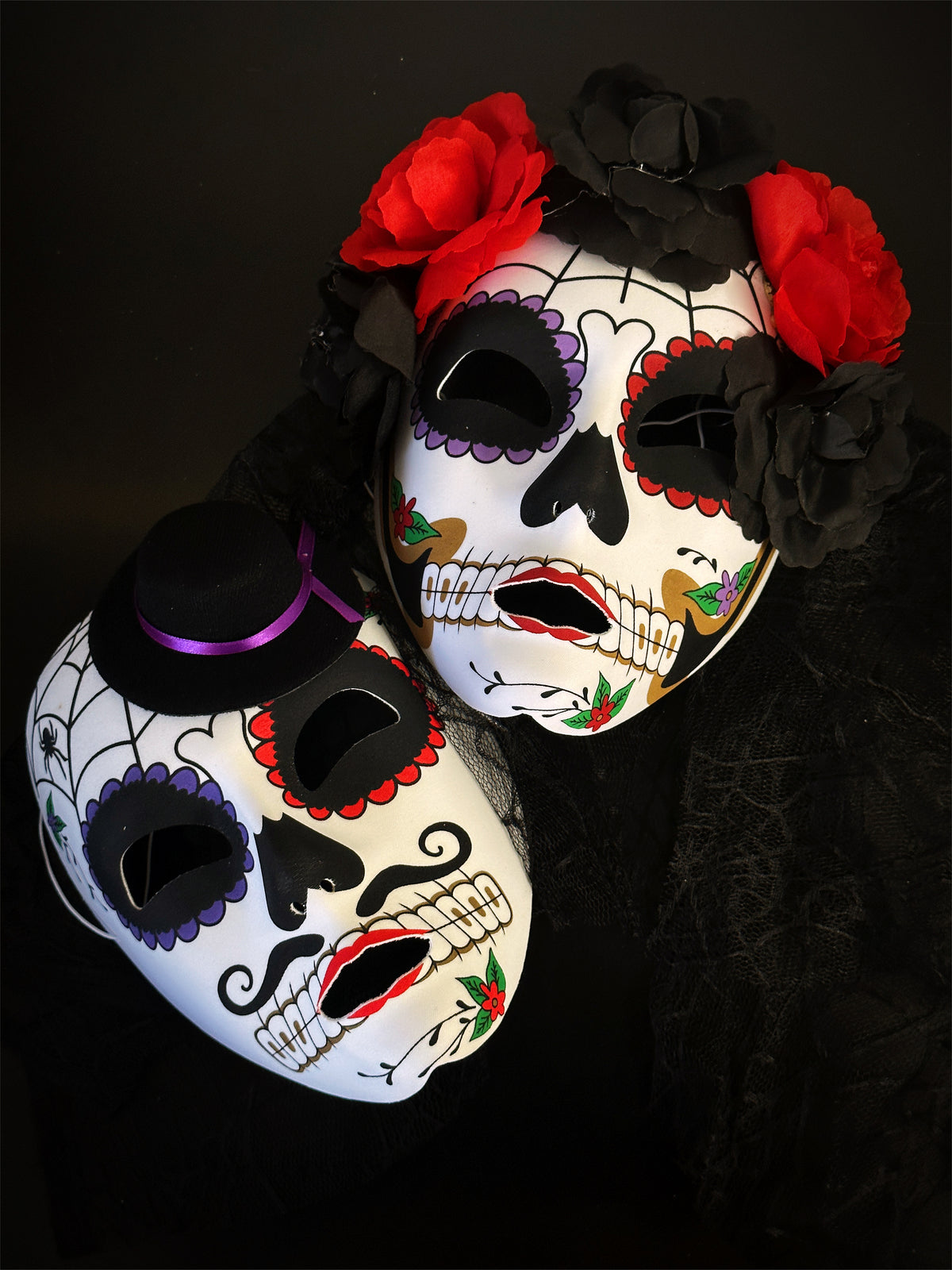 Máscaras Calavera de Azúcar Roja y Morada, foto 1 de 3