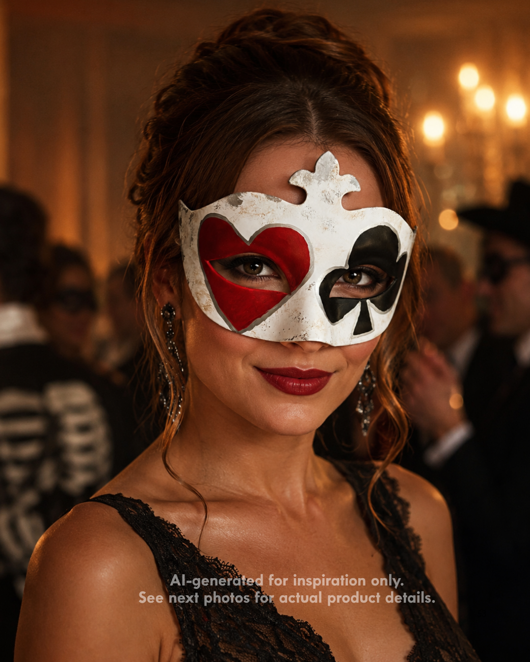 Máscara Arlequín Corazones y Tréboles para Mujer, foto 1 de 4