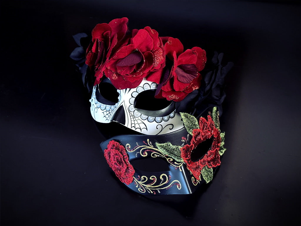 Máscara Día de Muertos Negra y Roja, foto 2 de 4