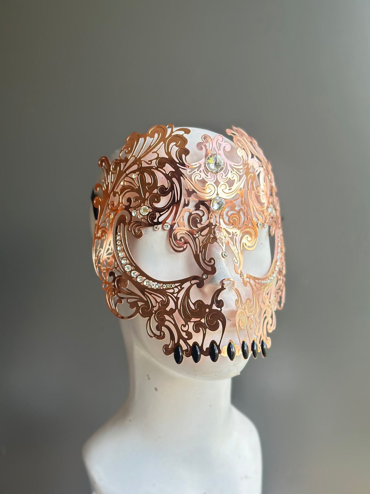 Máscara Metálica de Calavera Oro Rosa, foto 1 de 6