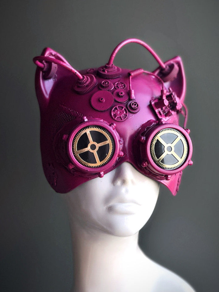 Máscara de Gato Steampunk Rosa, foto 1 de 6