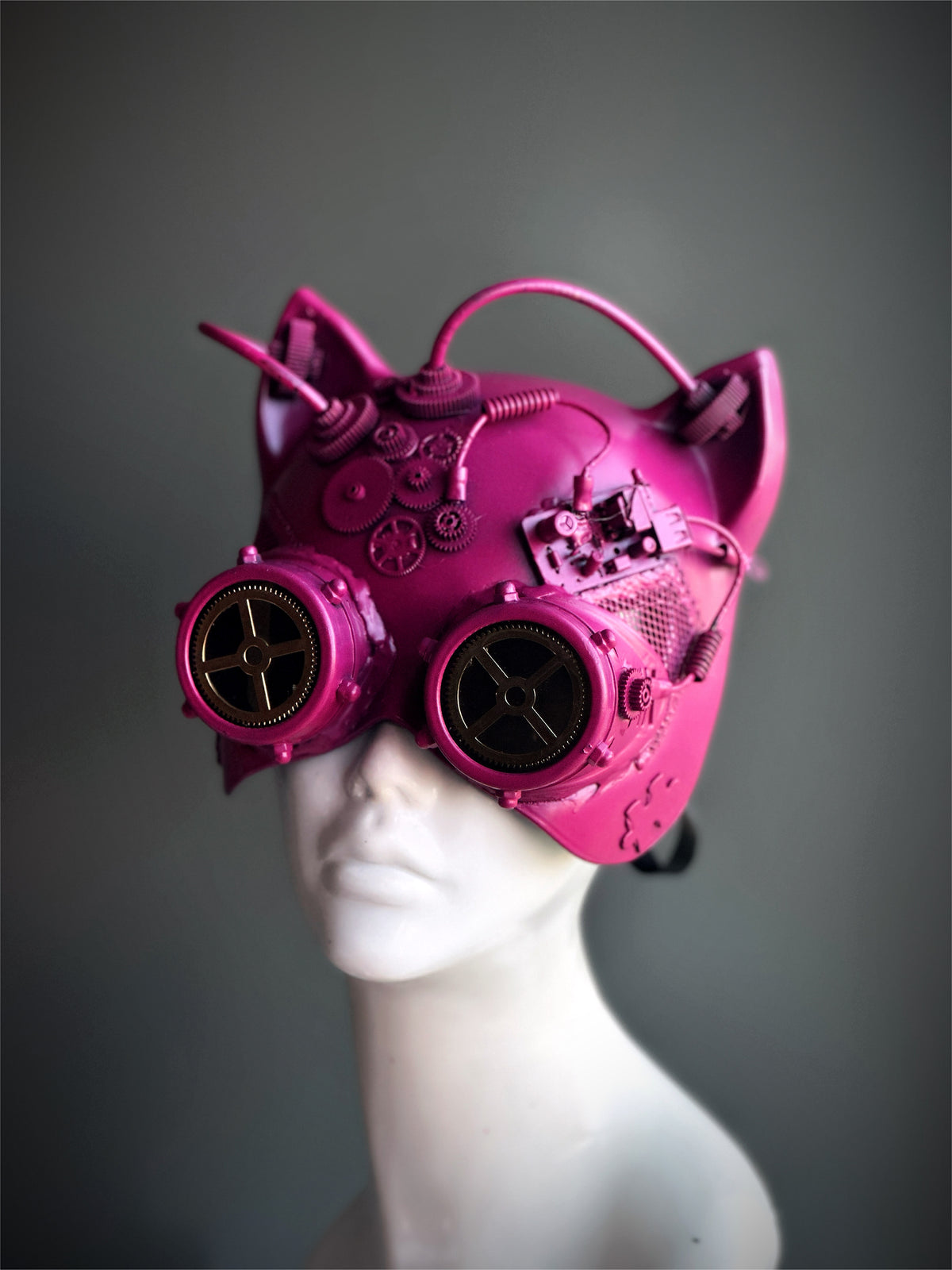 Máscara de Gato Steampunk Rosa, foto 6 de 6